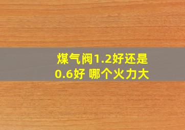 煤气阀1.2好还是0.6好 哪个火力大